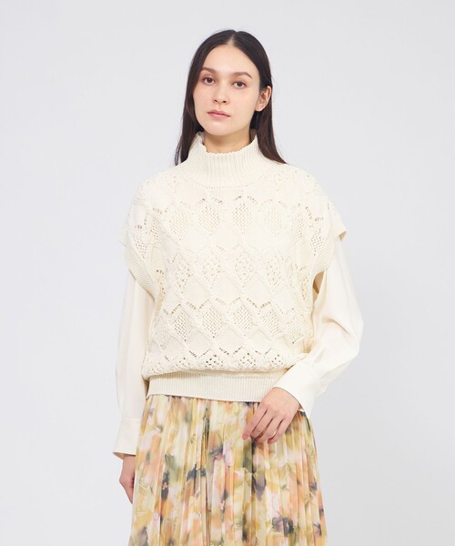 EPOCA（エポカ） ベスト ジレ ケーブルニット タートルネックジレ