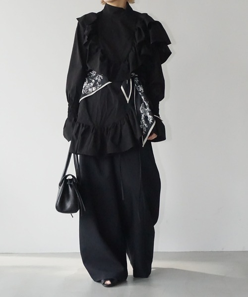 papipapihnt❀①【美品】SUKALA 花柄S ブラック上下セット chuclla（チュクラ） uvカット スカーフ バンダナ ヴィンテージライク