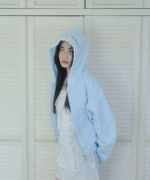 Smyeon ジップアップパーカー FREE ライトブルー レディース