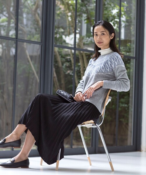 「J.PRESS」 長袖ニット LARGE ベージュ レディース_画像4