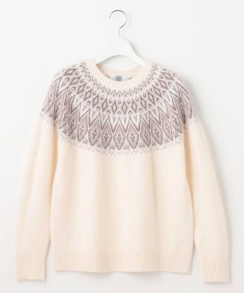 「J.PRESS」 長袖ニット LARGE ベージュ レディース_画像6