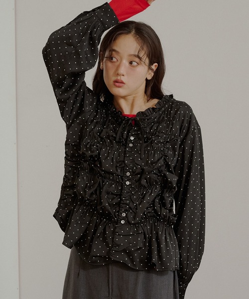 MUHET（ミュエータ） ブラウス シャツ gather design long sleeve