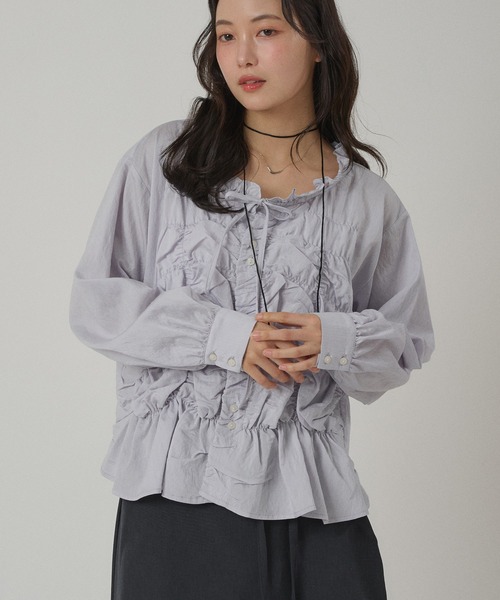美品✨近年 EVERYDAY I LIKE Gather Sleeveブラウス MUHET（ミュエータ） ブラウス シャツ gather design long sleeve