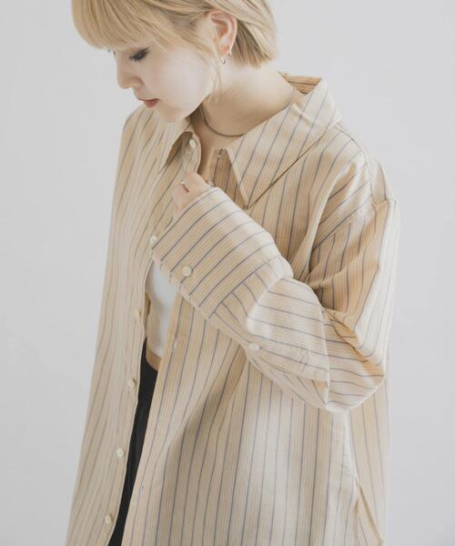 THE GOODLAND MARKET ブラウス シャツ cwtch STRIPE 2WAY SHIRT