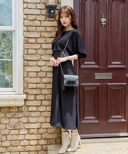 「SWINGLE」 コンビワンピース MEDIUM ブラック レディース_画像5