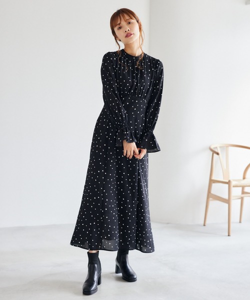 「mysty woman」 長袖ワンピース FREE ブラック レディース_画像3