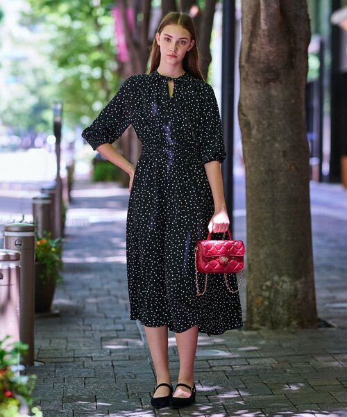 「DRESSTERIOR」 長袖ワンピース 38 ブラック レディースの画像