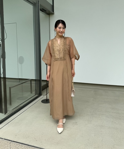「LE'RURE」 7分袖ワンピース MEDIUM ブラック レディースの画像