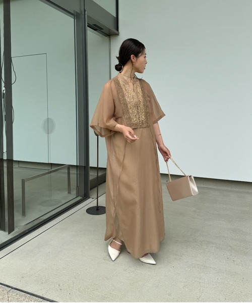 「LE'RURE」 7分袖ワンピース MEDIUM ブラック レディースの画像
