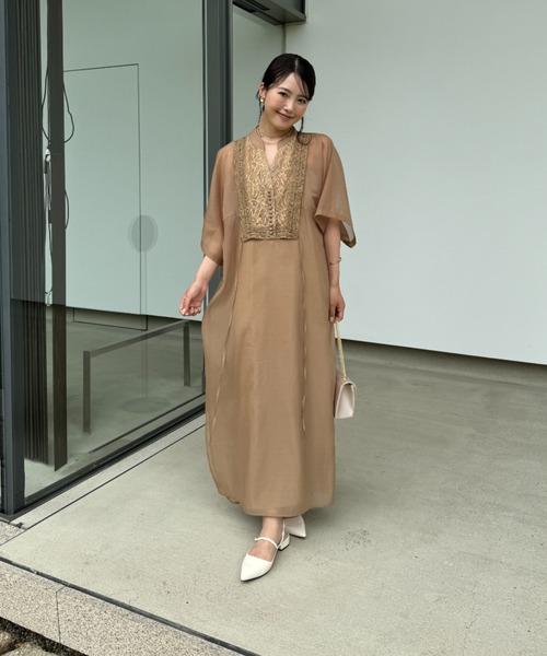 「LE'RURE」 7分袖ワンピース MEDIUM ブラック レディースの画像