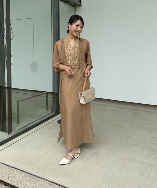 「LE'RURE」 7分袖ワンピース MEDIUM ブラック レディースの画像