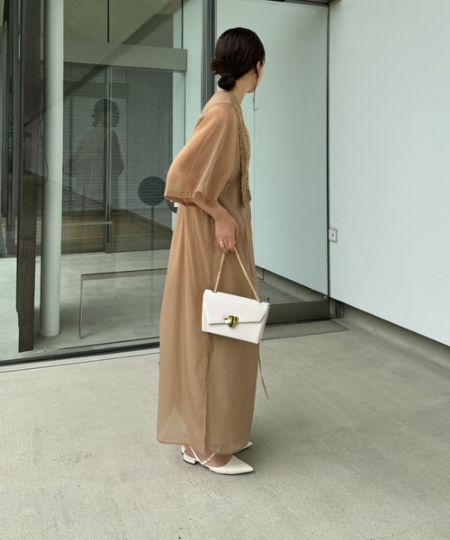 「LE'RURE」 7分袖ワンピース MEDIUM ブラック レディースの画像