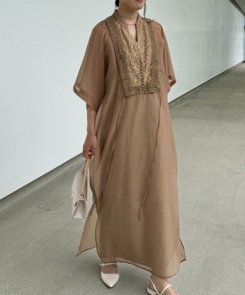 「LE'RURE」 7分袖ワンピース MEDIUM ブラック レディースの画像