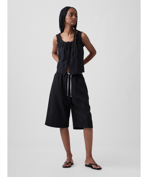 HIKE 黒 キャロットハーフパンツ GAP（ギャップ） ハーフパンツ パンツ リネン混 リラックスフィット