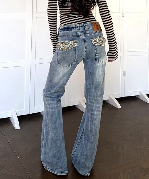 SHEENA（シーナ） ジーンズ デニム デニムパンツ レオパードアクセント
