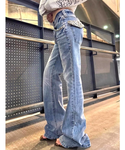 SHEENA（シーナ） ジーンズ デニム デニムパンツ レオパードアクセント