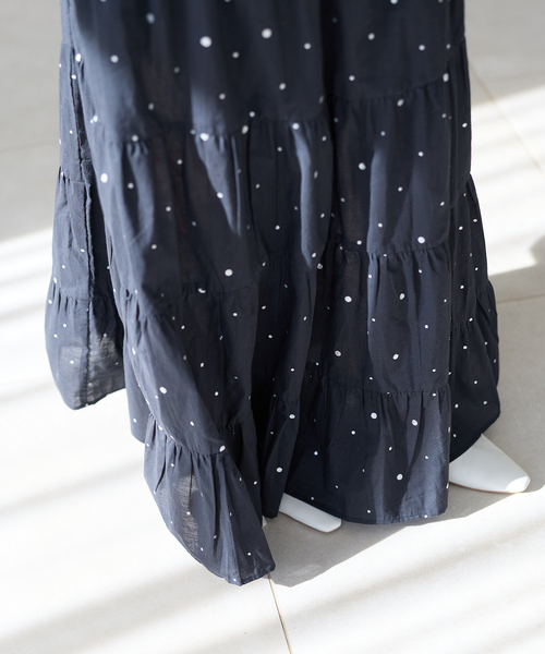 25SSクチュールドアダム♡ティアードスカートロング ブラックKHADIコットン IENA（イエナ） ロング スカート COUTURE D'ADAM/クチュールドアダム