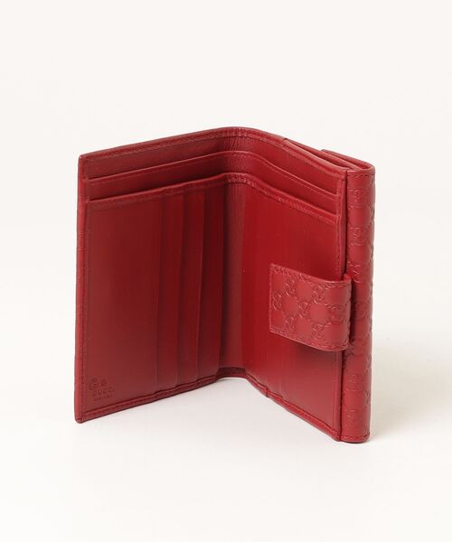 美品　GUCCI マイクロシマ　折り財布　ダークレッド　レディース GUCCI（グッチ） マイクロGG 財布 - レッド レディース : ZOZOTOWN