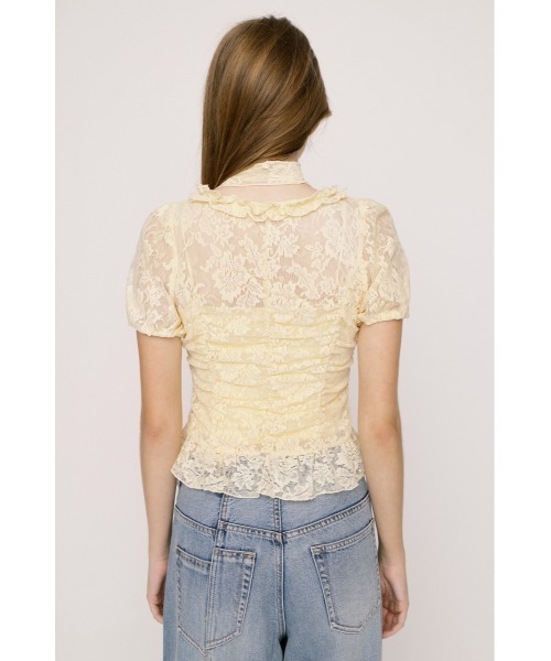 SLY（スライ） ブラウス シャツ FRILL LACE ZIP UP TOPS フリルレース