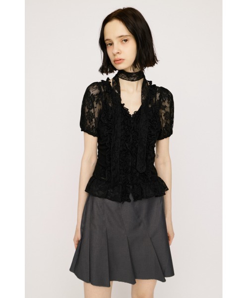 SLY（スライ） ブラウス シャツ FRILL LACE ZIP UP TOPS フリルレース
