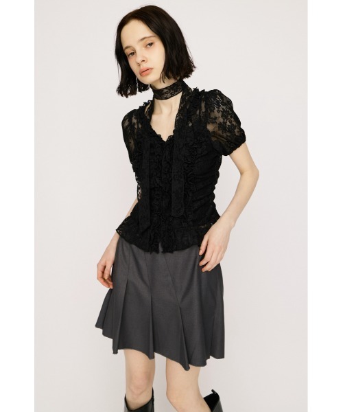 SLY（スライ） ブラウス シャツ FRILL LACE ZIP UP TOPS フリルレース