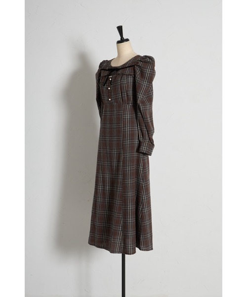 「tocco closet」 長袖ワンピース M ブラウン レディース_画像6