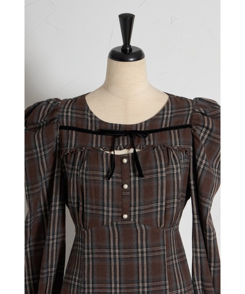 「tocco closet」 長袖ワンピース M ブラウン レディース_画像7