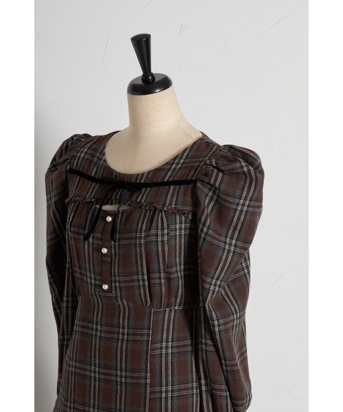 「tocco closet」 長袖ワンピース M ブラウン レディース_画像8