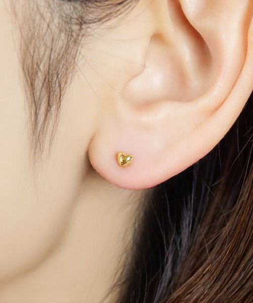 ピアス 「 セカンドピアス」K18 ハートピアス( YG) レディースの画像