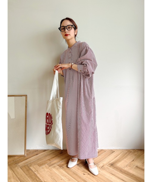 「JUMELLE」 長袖ワンピース FREE レッド レディース_画像4