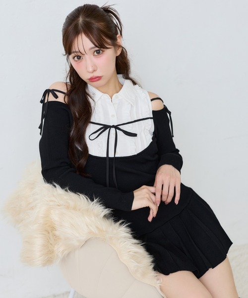one after another NICE CLAUP ワンピース 「SMサイズ展開」肩あき 