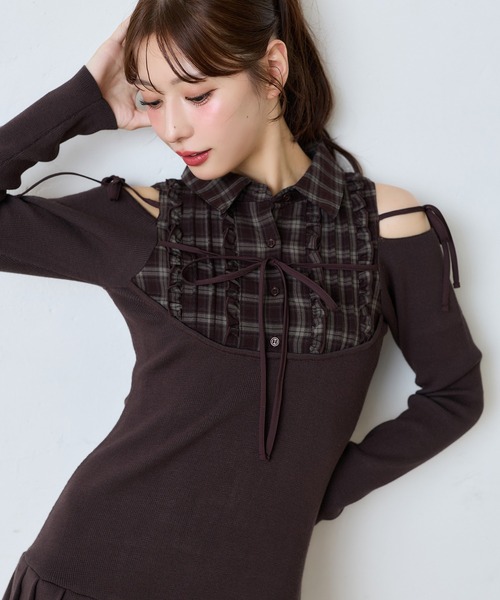 one after another NICE CLAUP ワンピース 「SMサイズ展開」肩あき