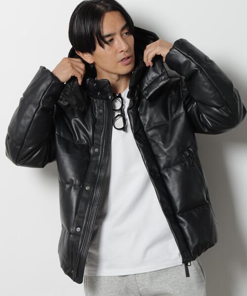 美品！西川ダウン　ラムレザー ダウンジャケット 黒 NANO universe（ナノ・ユニバース） ダウンジャケット ダウン 「西川