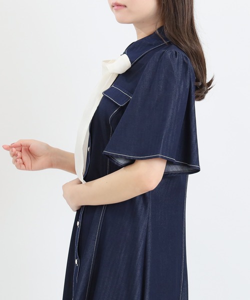 「ASTORIA ODIER」 シャツワンピース LARGE インディゴブルー レディース_画像5