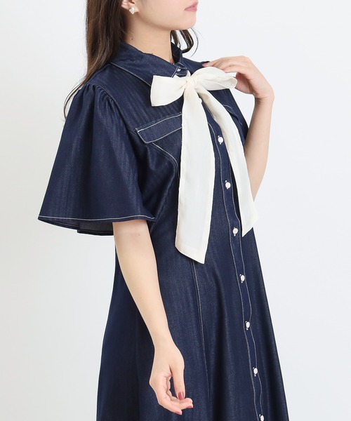 「ASTORIA ODIER」 シャツワンピース LARGE インディゴブルー レディース_画像6