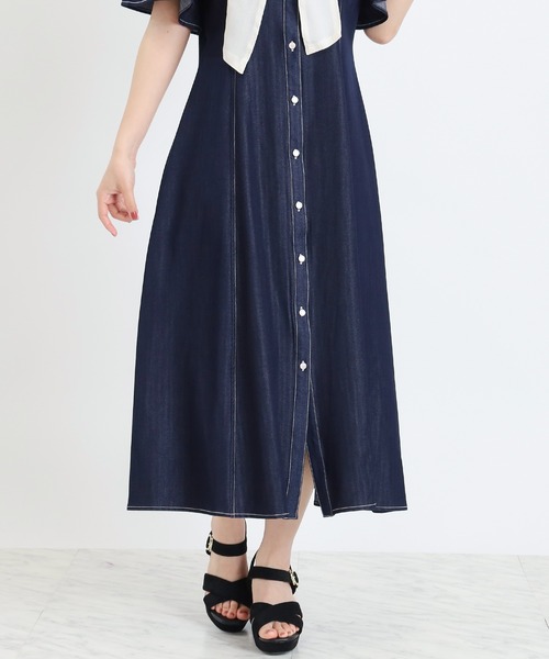「ASTORIA ODIER」 シャツワンピース LARGE インディゴブルー レディース_画像7