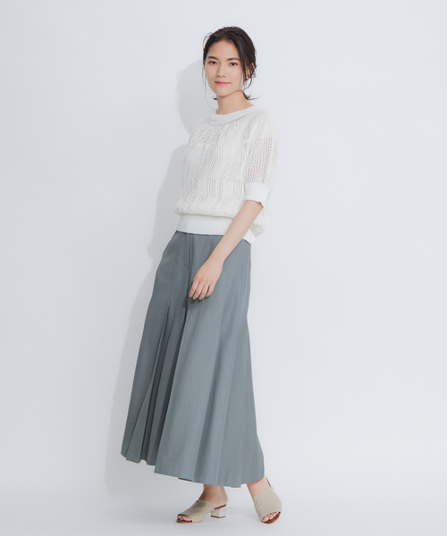 qualite（カリテ） パンツ タックワイドフレアパンツ レディース