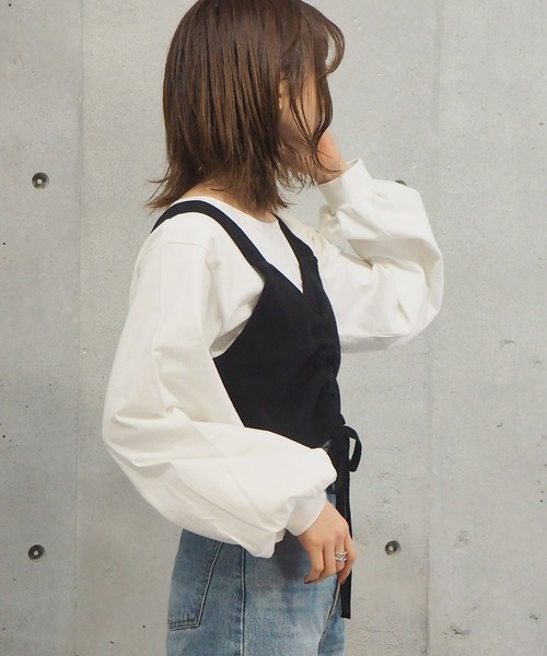 tiptop（ティップトップ） ベスト 2021SS フロントドロストビスチェ