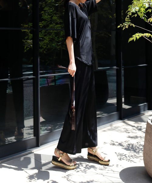 ELFRANK セットアップ バックスリットルーズカットソー ワイドパンツ