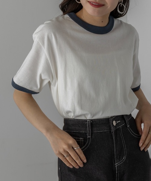 CROSS & STITCH tシャツ 半袖 「Cross＆Stitch」カレッジリンガーT