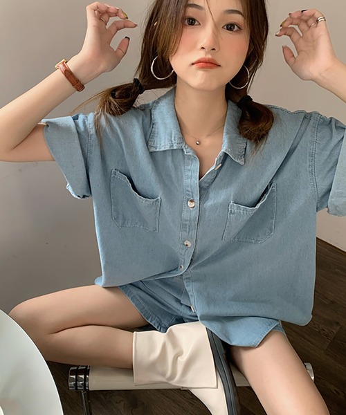 セットアップ デニム シャツ ショートパンツ カジュアル 長袖 3 楽天市場】セットアップ レディース デニムシャツジャケット