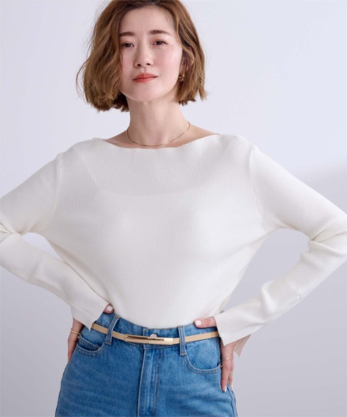 ☆年末特価☆美品ボートネックスリットニットプルオーバー ur's（ユアーズ） ニット セーター ボートネックスリットスリーブ