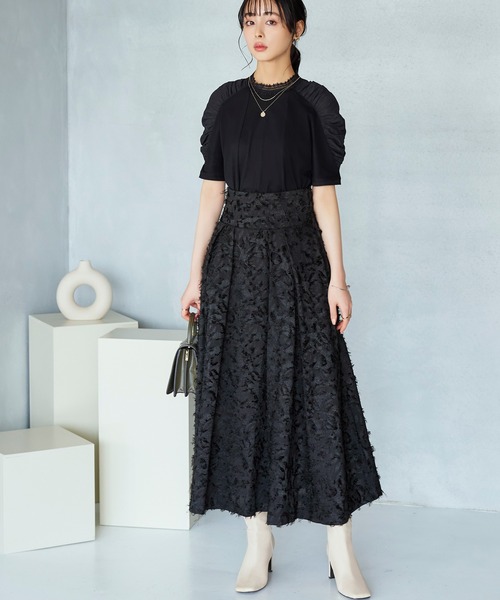 RUIRUE BOUTIQUE スカート カットジャカードハイウエスト美脚