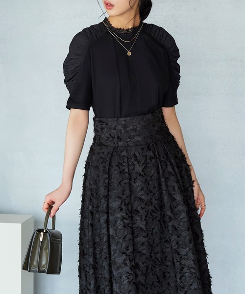 RUIRUE BOUTIQUE スカート カットジャカードハイウエスト美脚