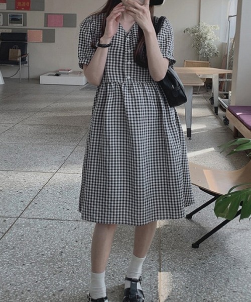 ワンピース 「大人可愛い夏コーデに」Vネックギンガムチェック