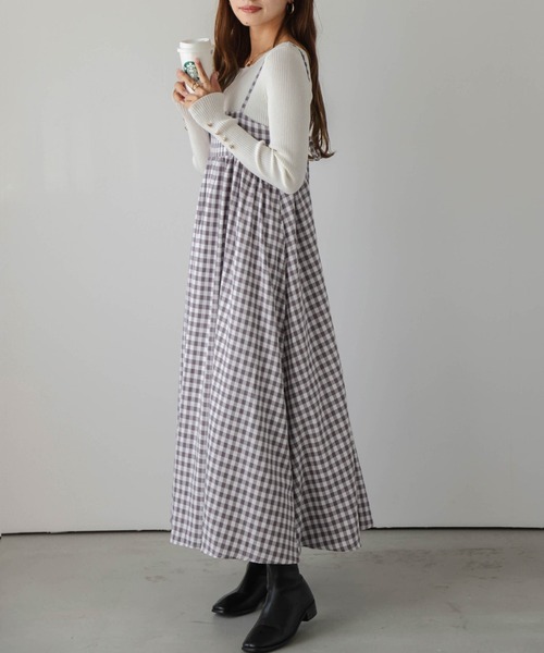 SUGAR BISKET ワンピース ギンガムチェックキャミソール