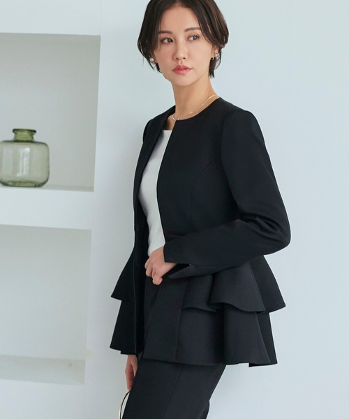 美品⭐︎エストネーション ノーカラー ペプラムスーツ セットアップ　美品 楽天市場】＼楽天スーパーSALE☆15％OFF／【ストレッチ