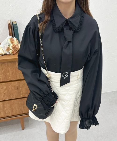19SS yori ダブルフレア リボン ブラウス ジレ リボンチュールジレ – yori shirocon