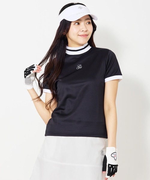ラインロゴ 半袖モックネックシャツ レディース TOMMY HILFIGER GOLF ラインロゴ 半袖モックネックシャツ