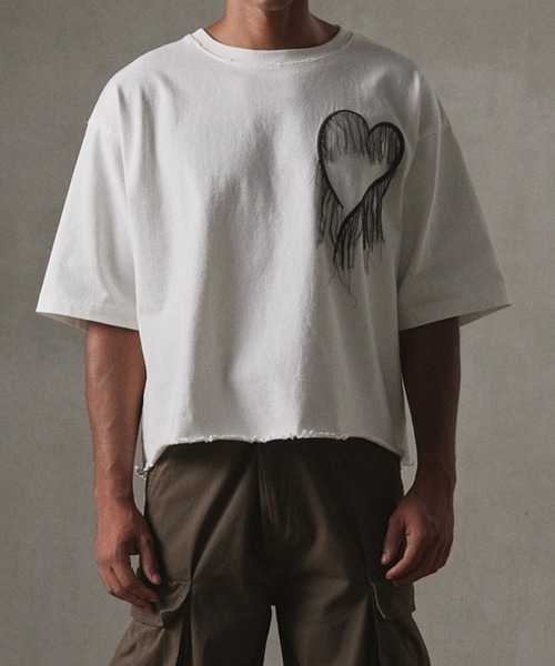 GRANCY tシャツ 「GRANCY」Damage HeartEmbroidery Halfsleeve